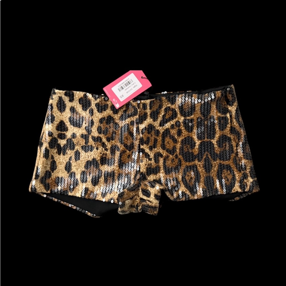 NWT Edikted Leopard Print Sequin Micro Shorts